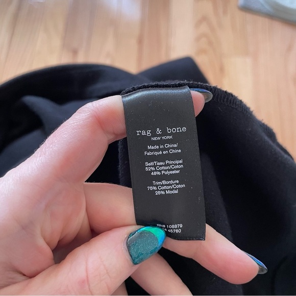 Rag & Bone Women’s Cotton Blend Soft Black Polo Quarter Button Collared Top XS - Picture 9 of 11